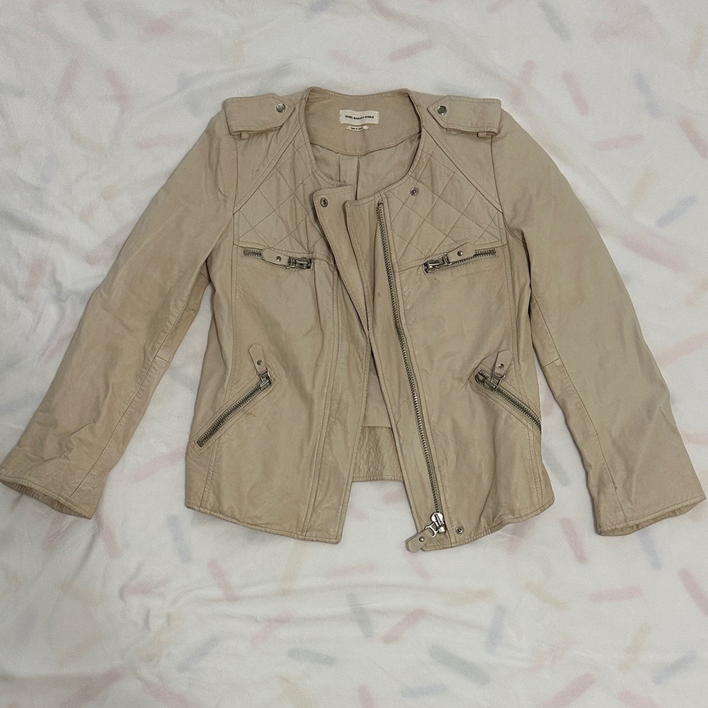 Women's Beige Leather Jacket